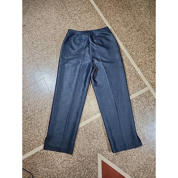 Norton Mcnaughton Womens Dress Pants Size 10P Straight Leg Black Shimmer Pleated - Picture 2 of 8